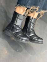 بوت چرم ساق زیپ 33066 - تصویر 3